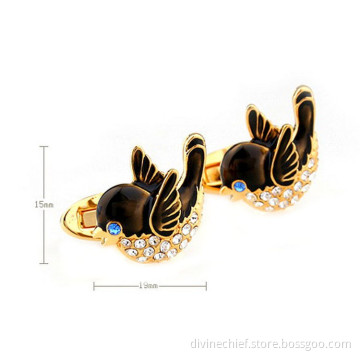 Golden Cufflinks Make Custom Bird Cufflinks With Black Paint